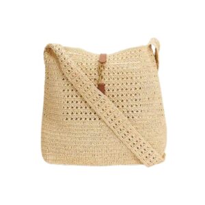 Saint Laurent Le 5 À 7 In Raffia Crochet Beige 32Cm 690941GAAAR2080