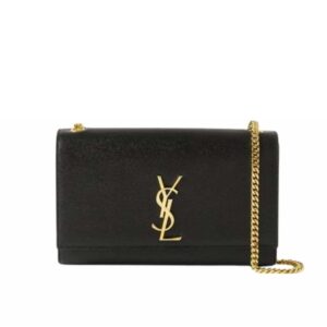 Saint Laurent Kate Medium Chain Bag In Grain De Poudre Black 24Cm 364021 BOW0J 1000