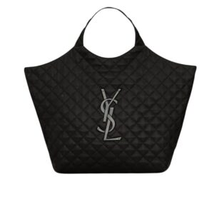 Saint Laurent Icare Shopping Bag In Quilted Black Silver 40Cm