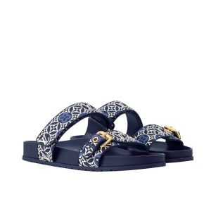 LOUIS VUITTON BOM DIA FLAT COMFORT MULE NAVY BLUE 1AHMC7
