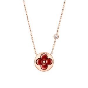 LOUIS VUITTON COLOR BLOSSOM BB SUN PENDANT PINK GOLD NECKLACE RED Q93826