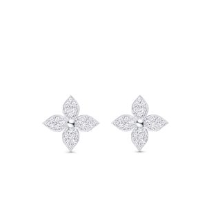 LOUIS VUITTON IDYLLE BLOSSOM STUD EARINGS WHITE GOLD Q96966