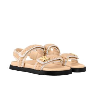 LOUIS VUITTON LV SUNSET COMFORT SANDAL BEIGE AND WHITE 1AHKJ3