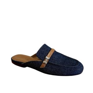 HERMES LENA MULE DENIM DARK BLUE
