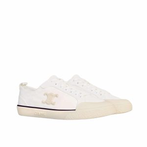 CELINE ALAN SNEAKERS WITH TRIOMPHE IN CANVAS OPTIC WHITE 363675148C 01OP