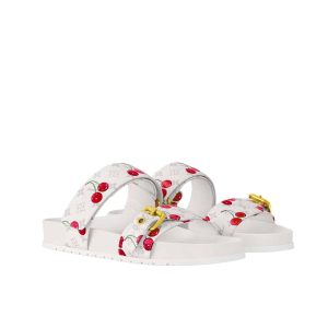 LOUIS VUITTON X TAKASHI MURAKAMI BOM DIA FLAT COMFORT MULE WHITE 1AHLZ7