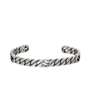 GUCCI SILVER INTERLOCKING G CUFF BRACELET