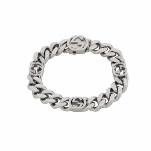 GUCCI INTERLOCKING BRACELET SILVER 675758 I4601 0926