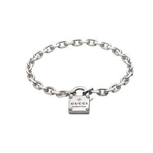 GUCCI TRADEMARK SILVER CHAIN ​​BRACELET WITH PADLOCK