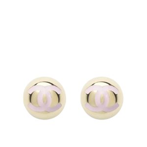 CHANEL STUD EARRINGS GOLD PINK ABE810 B19198 NACVE