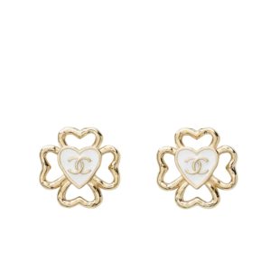 CHANEL FOUR LEAF CLOVER HEART EARRINGS ABF311 B19851 NAFGV