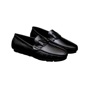 Louis Vuitton Loafer Matte Leather With LV Logo In Black