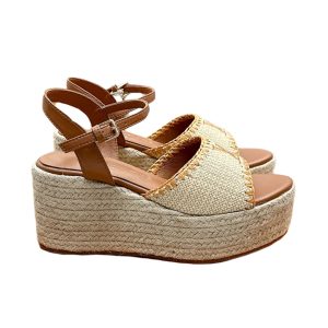 LOUIS VUITTON HELIOS WEDGE SANDAL RAFFIA BROWN
