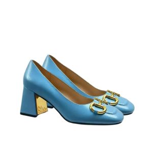 Gucci Women’S Mid Heel Pump With Horsebit Blue