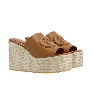 GUCCI WOMEN'S INTERLOCKING G SANDAL BROWN 817212 AP0B0 2712