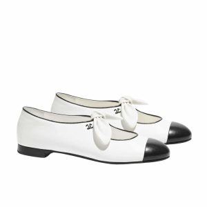 CHANEL MARY JANES SHOES WHITE AND BLACK G46149 X01000 NABTK