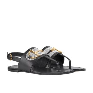 GUCCI WOMEN'S THONG SANDAL WITH HORSEBIT BLACK 834431 AAEZJ 1072