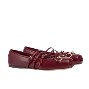 GUCCI WOMEN'S HORSEBIT BALLET FLAT SACCHETTO RED 821219 AAEA4 6207