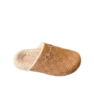 GUCCI WOMEN'S HORSEBIT MULE GG SUEDE BROWN 798740 AADUY 9556