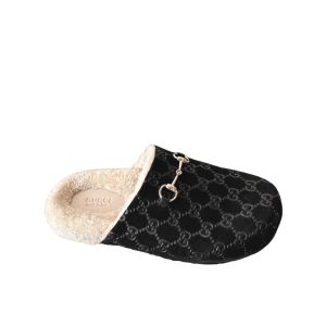 GUCCI WOMEN'S HORSEBIT MULE GG SUEDE BLACK