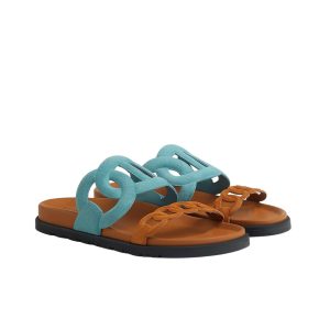 HERMES EXTRA SANDAL MINERAL BLUE AND NATURAL H222301Z 6H345