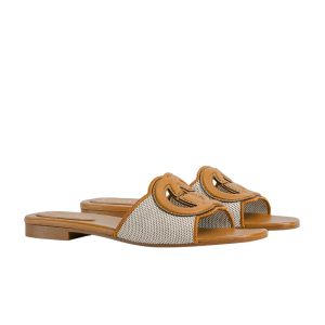 GUCCI WOMEN'S INTERLOCKING G SLIDE SANDAL BROWN 835723 FAEA0 9562