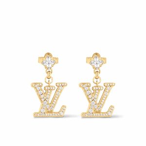 LOUIS VUITTON LADY LV EARRINGS GOLD TONE M01844