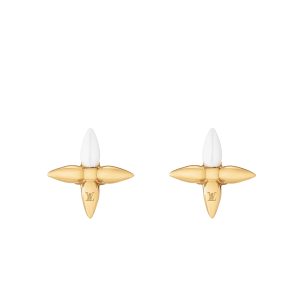 LOUIS VUITTON LOUISETTE EARRINGS GOLD AND PEARLY WHITE M00950