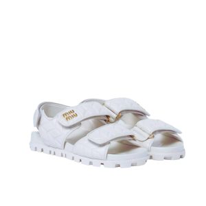 MIUMIU SPORTY MATELASSE NAPPA LEATHER SANDALS WHITE 5X135E 88T F0009 F 010
