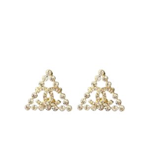 Chanel Cc Logo With Triangular Gemstones Gold Ab2468 B010203 Nk635