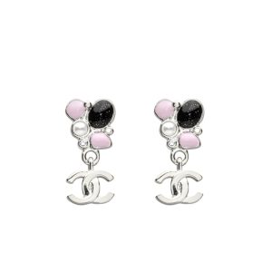 Chanel Pearl And Stone Floral Earrings Silver