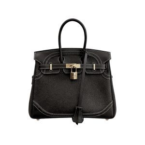 Hermès Birkin 25 Gold Hardware Pebbled Leather Black 25Cm