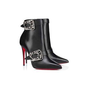 CHRISTIAN LOUBOUTIN GIDDYLINA 100 LEATHER ANKLE BOOTS BLACK P00992472
