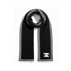 Chanel Muffler Cashmere In Black