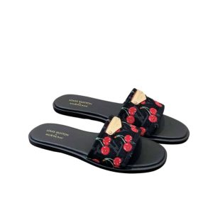 LOUIS VUITTON X TAKASHI MURAKAMI LILY FLAT MULE BLACK