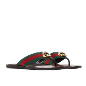Gucci GG Thong Web Sandal Black 612138 H9020 8476