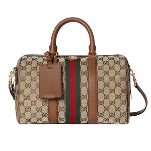 Gucci Ophidia Medium Boston Bag Beige And Brown GG Canvas 30Cm ‎857595 FAFUF 9870
