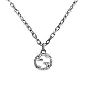 GUCCI INTERLOCKING PENDANT NECKLACE SILVER ‎455307 J8400 0811