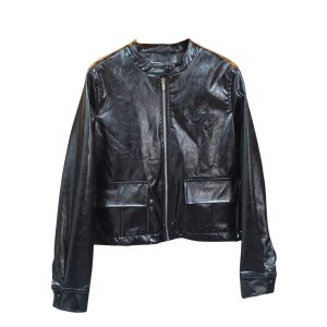 Miumiu Crop Top Jacket Black Leather