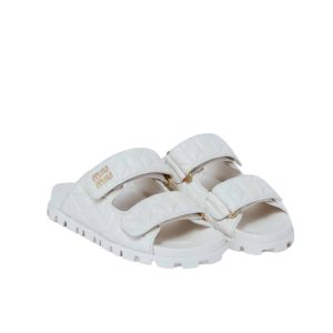 MIUMIU MATELASSE NAPPA LEATHER SLIDES WHITE 5XX640 88T F0009 F 010