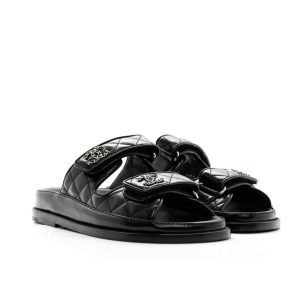 CHANEL CC DIAMOND QUILT SANDAL BLACK G45507 B15805 94305