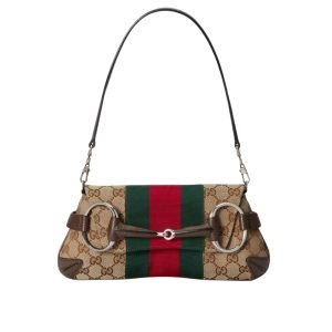 Gucci Horsebit Chain Small Shoulder Bag Beige 27Cm