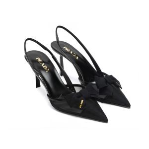 Prada Mesh Fabric Slingback Pumps In Black