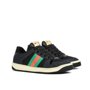Gucci Women Screener Sneaker Black Leather
