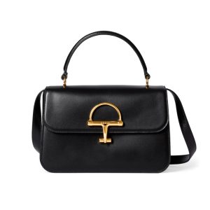 Gucci Siena Medium Top Handle Bag Black Leather 25Cm