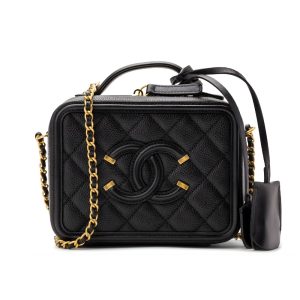 Chanel CC Filigree Medium Vanity Case Black 21Cm