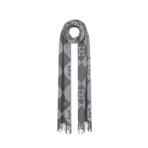 Hermès Diamond H Logo Wool Shawl Gray 180Cm