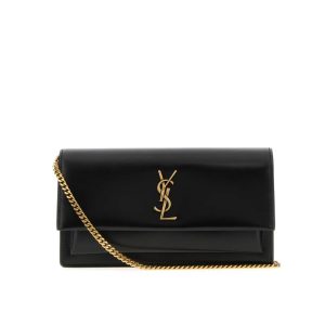 Saint Laurent Sunset Clutch Black Leather 22Cm 8109970SX0W 1000