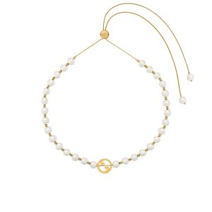 Gucci Interlocking Pearl Necklace Gold 839031 JCF27 8062
