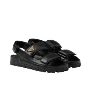 PRADA FLAT NAPPA LEATHER SANDALS BLACK 1X416N 038 F0002 F 020